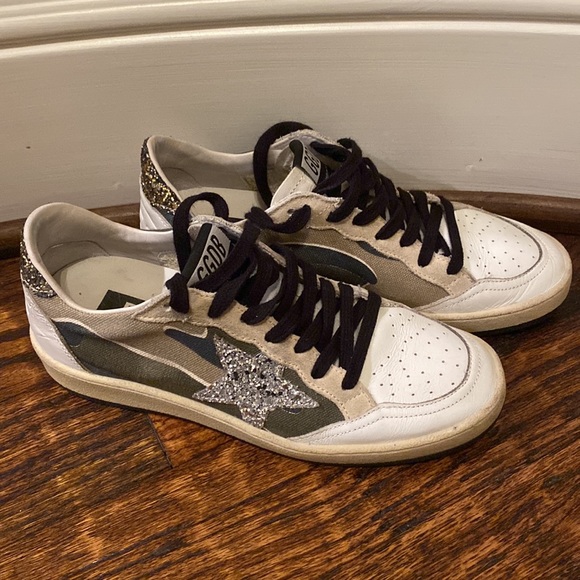 GOLDEN GOOSE ★ Camouflage Ball Star sneakers with glittery star & heel tab 36/6 - Picture 4 of 14